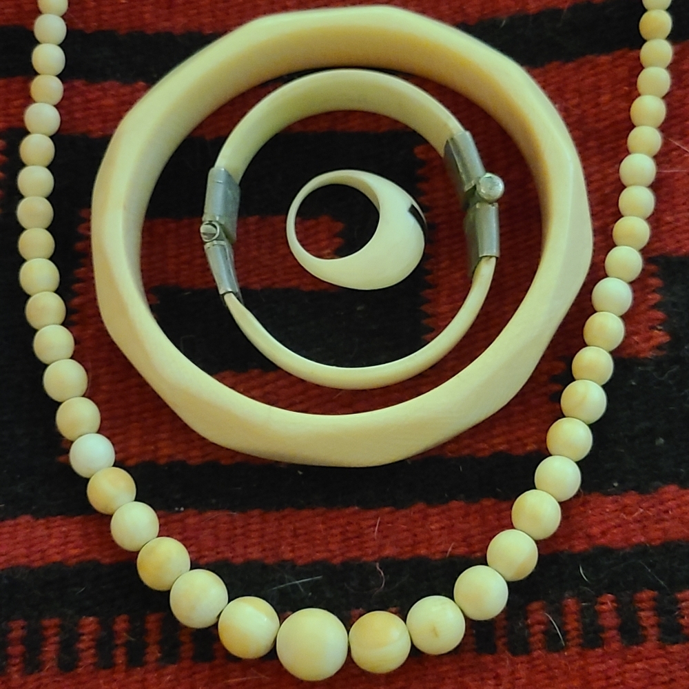 Elegant vintage Ivory jewelry set